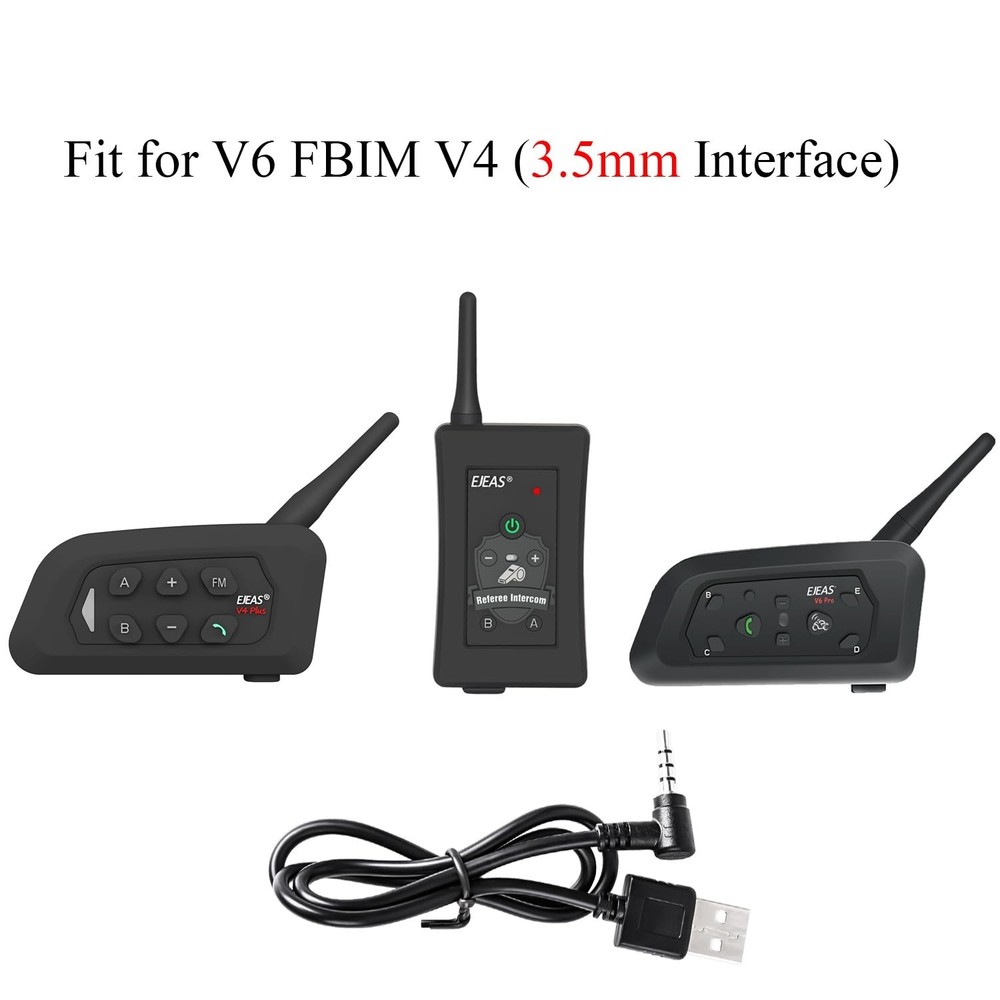 MIMIRACLE Charging Cables for V6, V4, FBIM 3.5mm Interface Helmet Intercom Refer