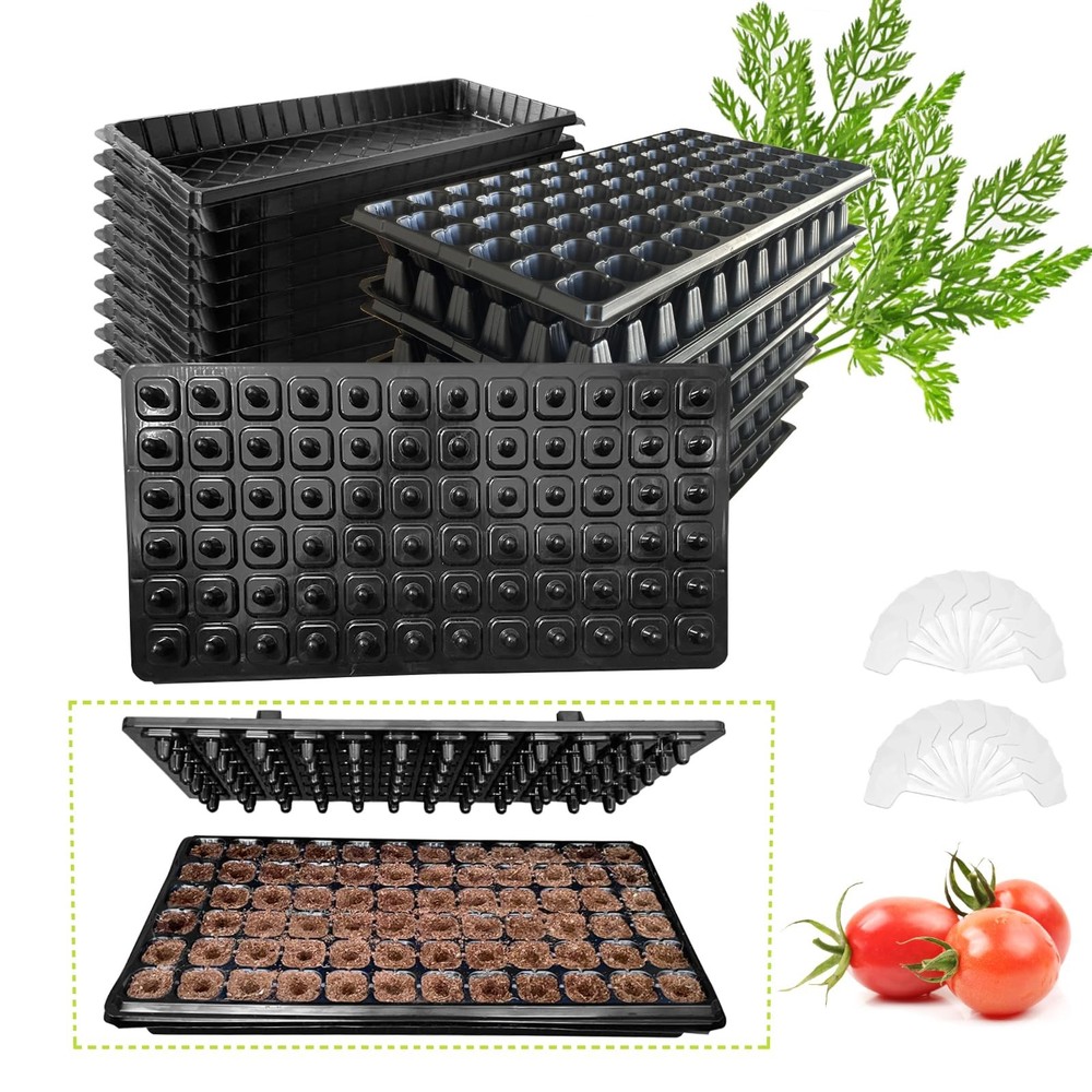 72 Cell Seed Starter Trays with Dibber – 20 Pack Reusable Seedling Trays for ...