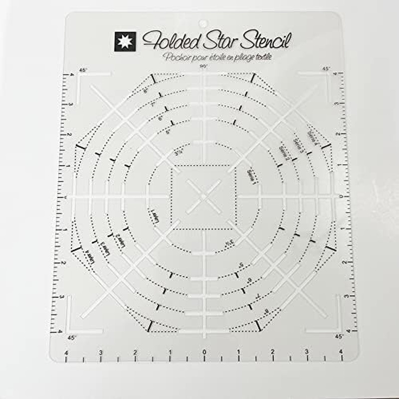 Folded Star Guide Template for Fabric, Custom-Printed 9" X 11" Interfacing Templ