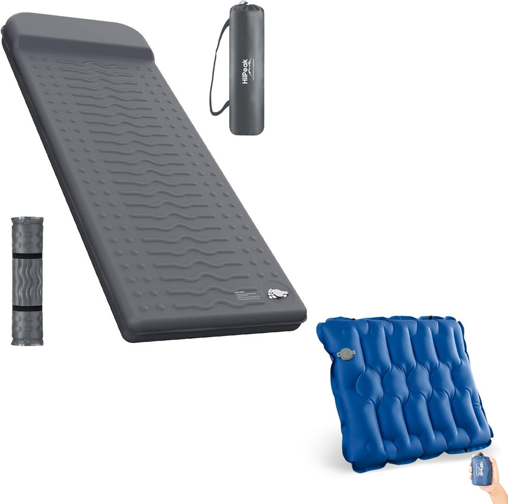 Compact Memory Sleeping Pad and Inflatable Seat Cushion