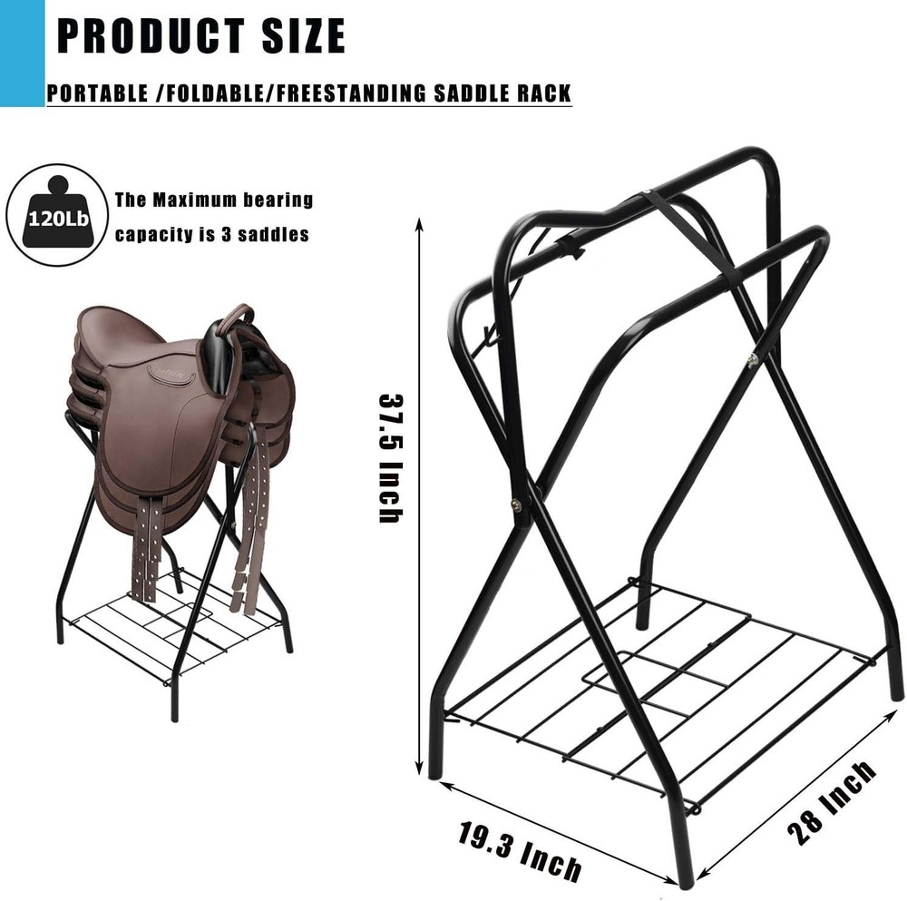 Versatile Saddle Stand for Riders - Folding Black Rack for All Saddle Types