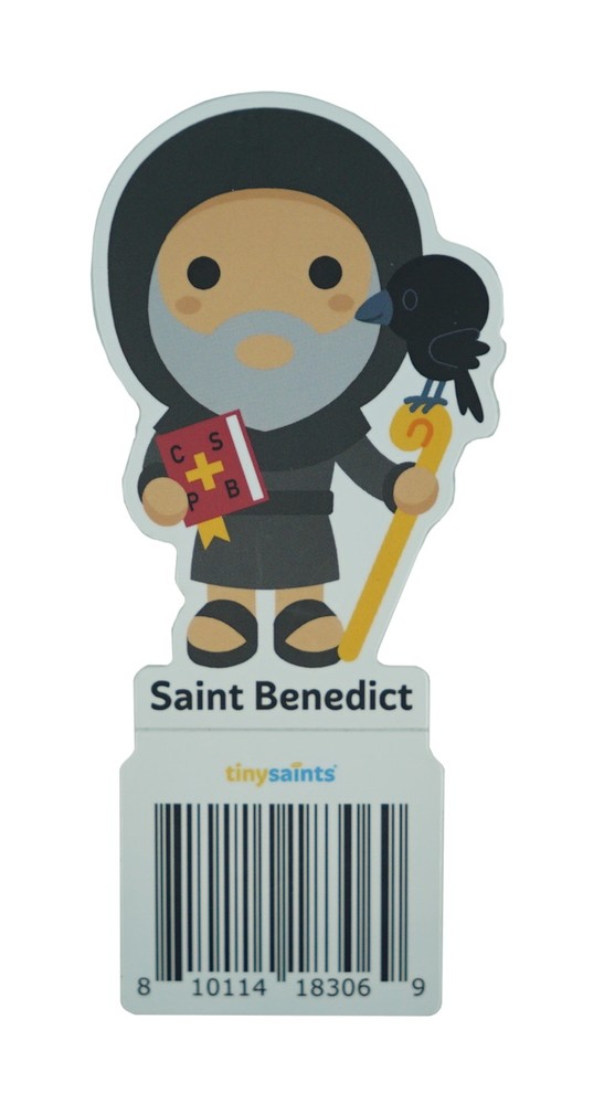 Tiny Saints St. Benedict Charm & Vinyl Sticker NEW