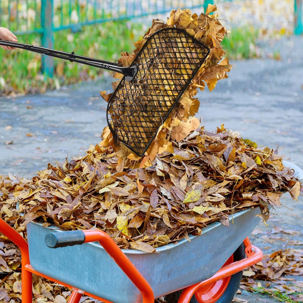 CAROD Leaf Grabber Rake with Long Handle, Rake, Black