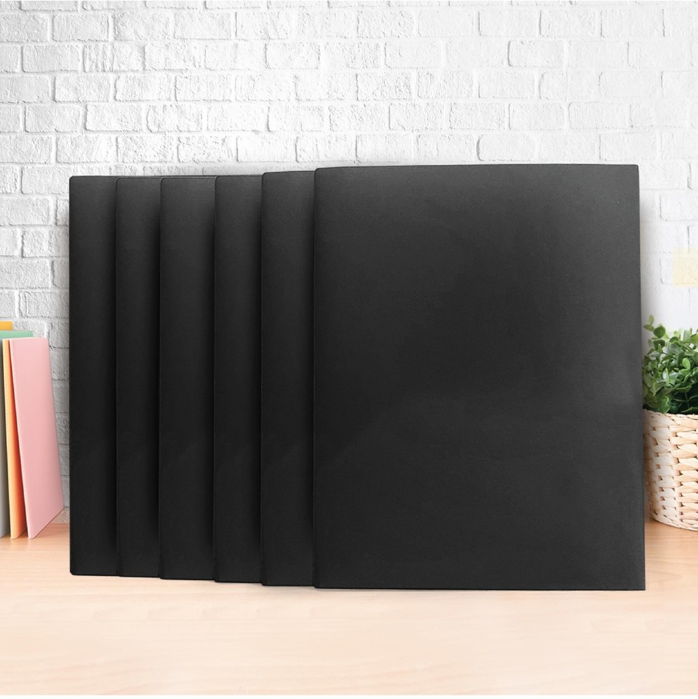 Easykart Plastic Folders with Pockets - (Black, 12 Pack), 2 Pocket Poly Folde...