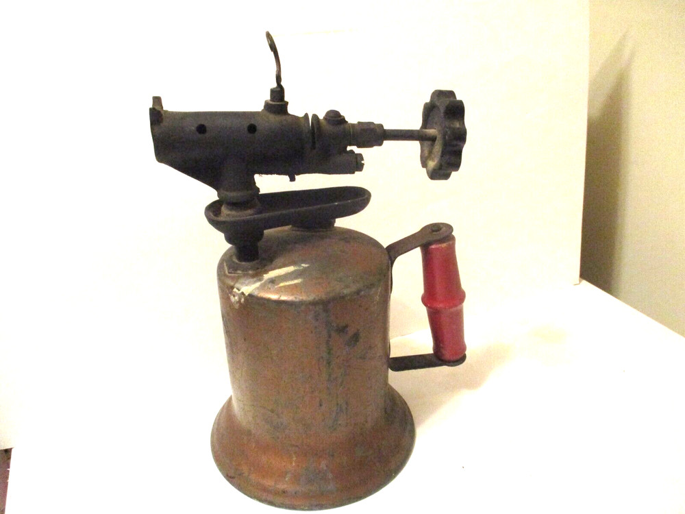 Brass Blow Torch Red Wood Handle