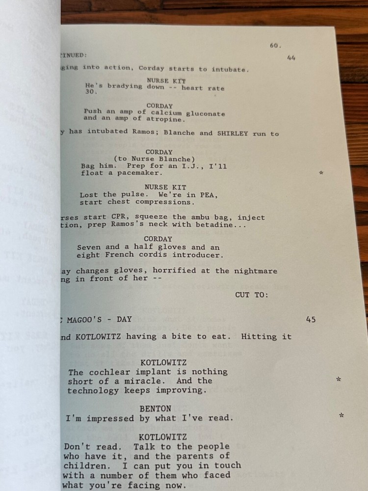 ORIGINAL ER TV SHOW SCRIPT EPISODE THE RAZOR'S EDGE