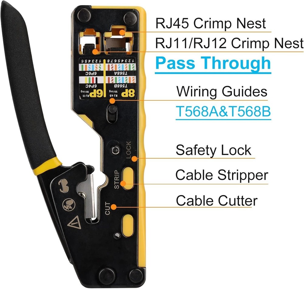 RJ45 Crimp Tool Set with Cable Tester - Networking Solution
