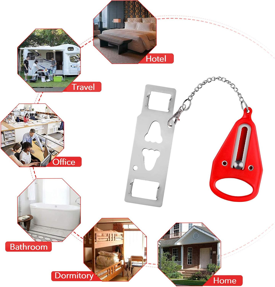 Portable Door Lock-2 Pack Solid Heavy Duty Extra Lock for Additional Privacy and