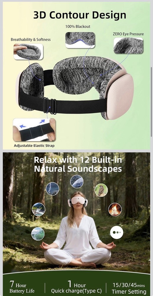 Fismool 3D Sound Sleep Mask-PINK