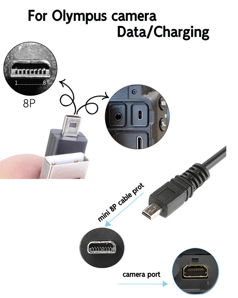 3.3Ft USB Cable for Olympus Camera CB-USB7 Compatible with Black