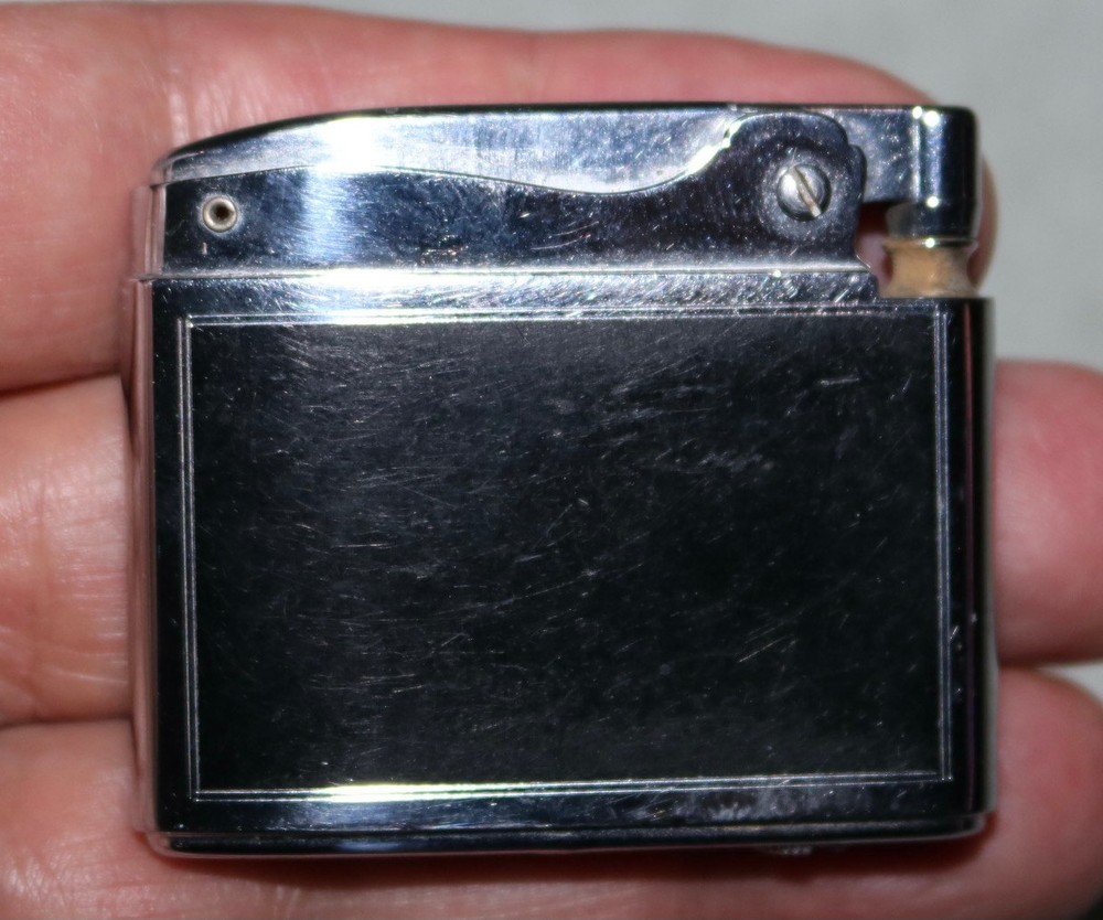 VINTAGE RONSON ADONIS FLORAL BLACK ENAMEL LIGHTER