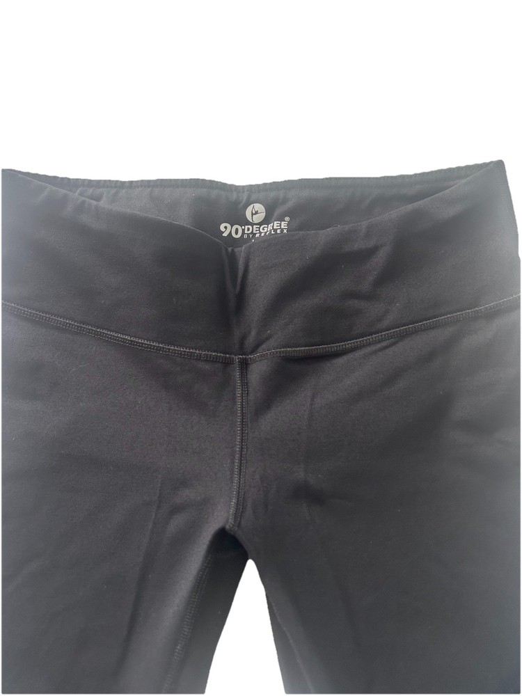 90 Degree By Reflex Leggings Size Large Black Front Inside Pocket Pull On