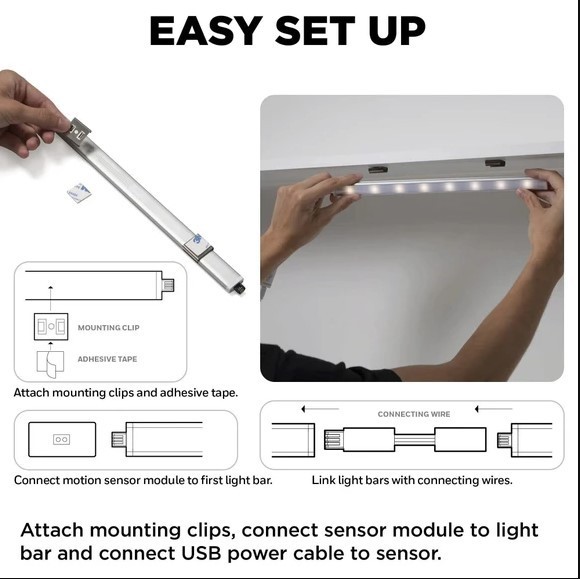 Hyper Tough 3-Pack 10-Inch Under Cabinet Lights Hand Wave Sensor Dimmable