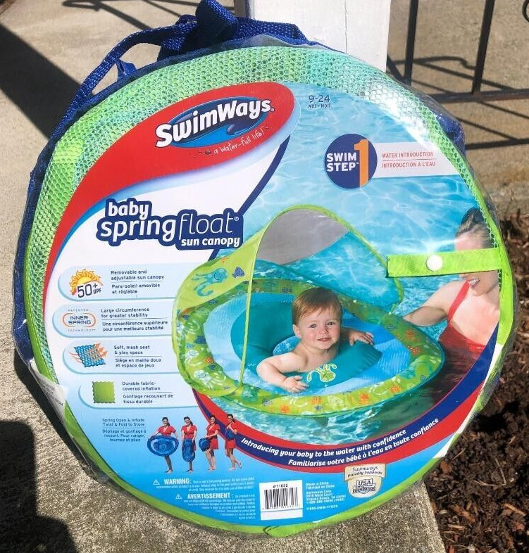 SwimWays Baby Spring Float Sun Canopy Ages 9-24 Months Octopus Green