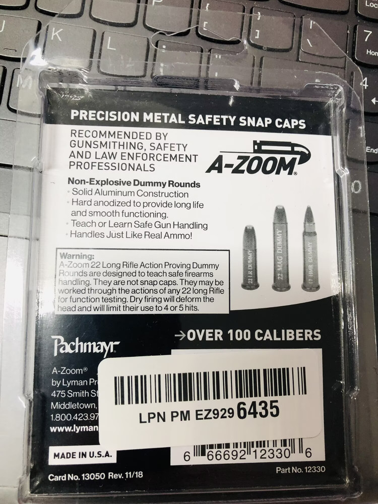 A-Zoom .22 LR Dummy Rounds Precision Action Proving Training Rounds 9-Pack