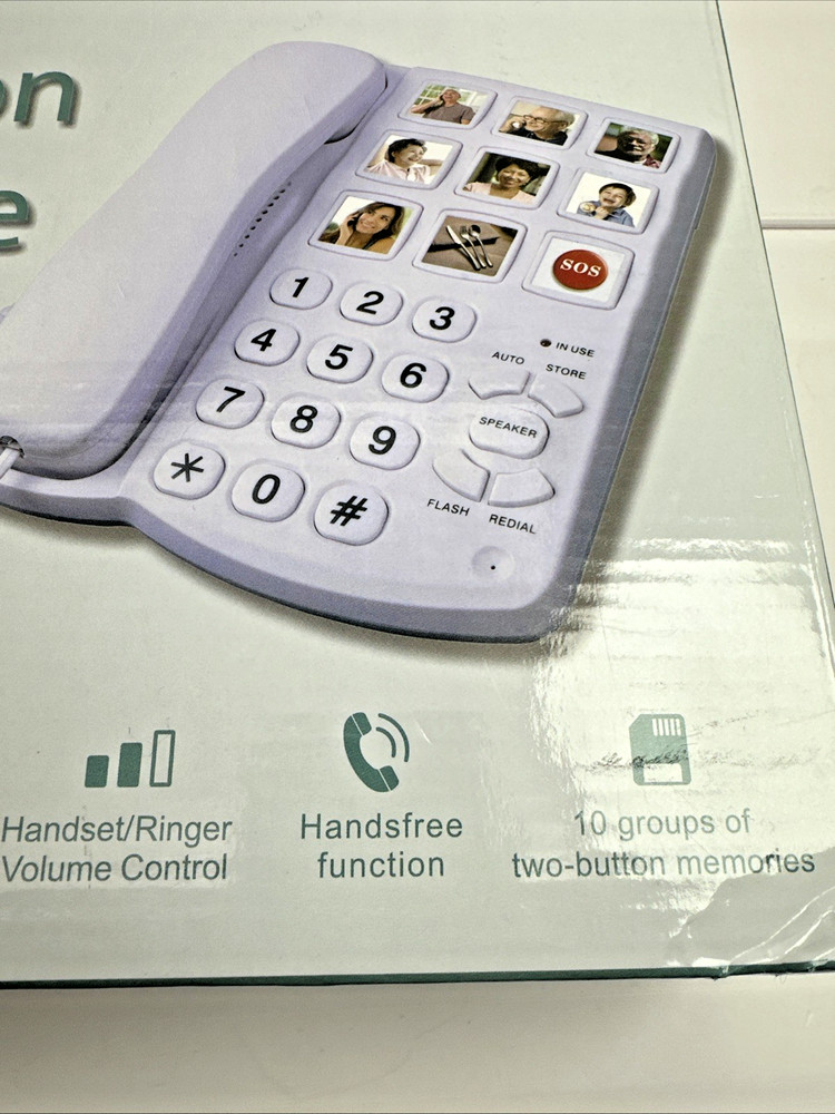 New Big Button Phone with Extra Loud Ringer Elderly Visually Impaired