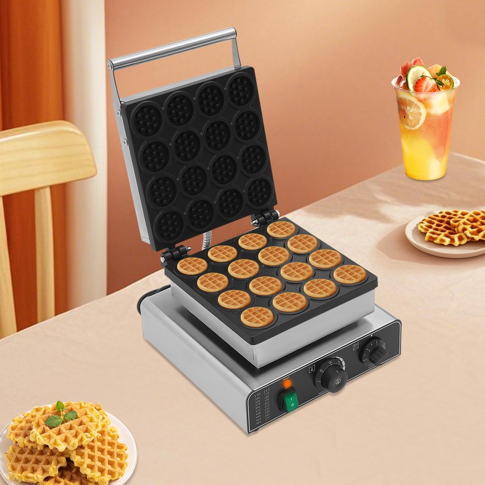 16-Grid Waffle Baker Commercial Nonstick Waffle Machine Time Temperature Control