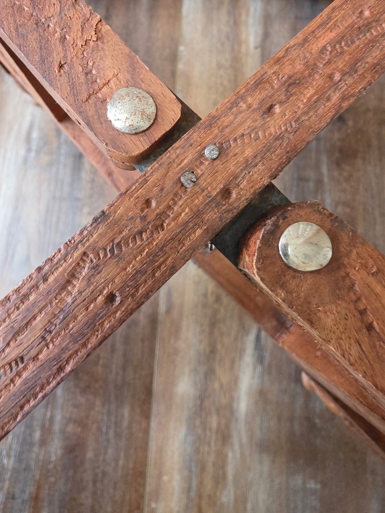 Moroccan Folding Vintage Wood Table Base - Does Not Include Tray