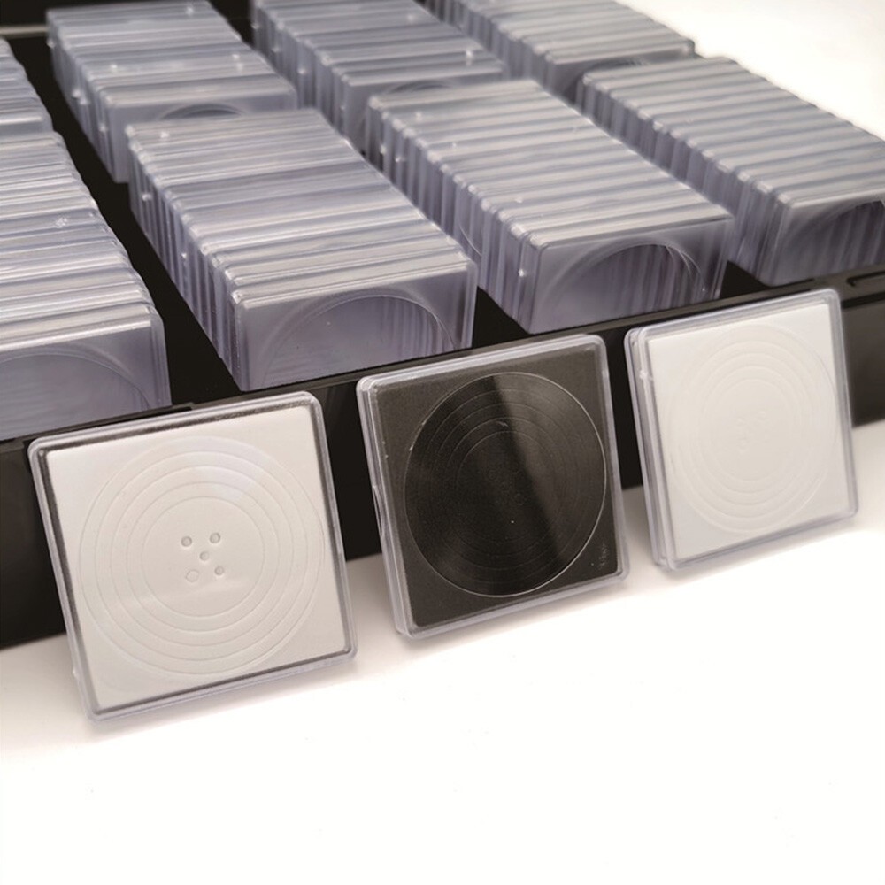 100Pcs Square Plastic Coin Capsule Holder Collection Display Container Case