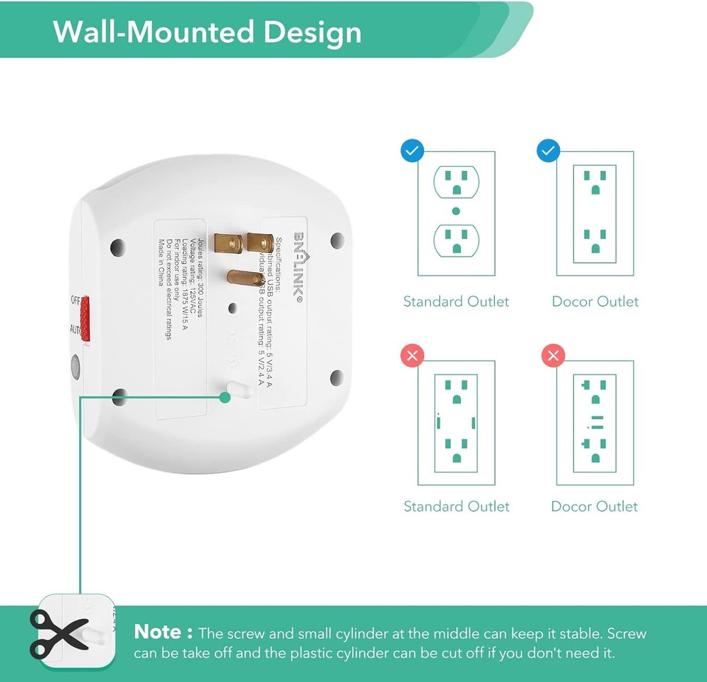 3-Outlet Extender, Multi Plug Outlets,Surge Protector with Top Phone Holder