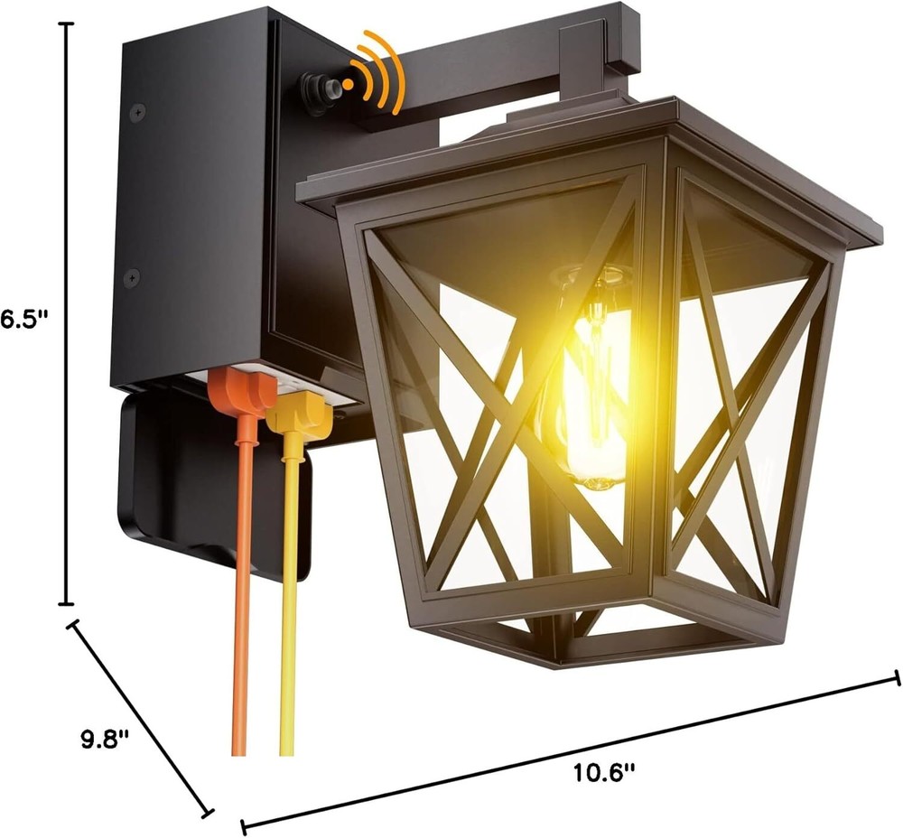 Porch Light with Socket, Waterproof Rustproof Aluminum with GFCI Socket (Black)