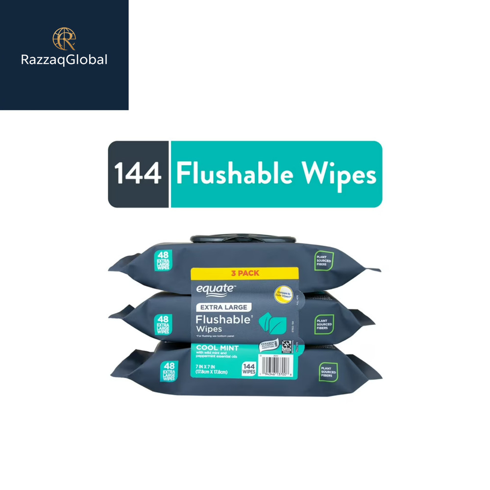 Equate Extra Large Flushable Wet Wipes, Cool Mint, 144 Ct (3 Pack)
