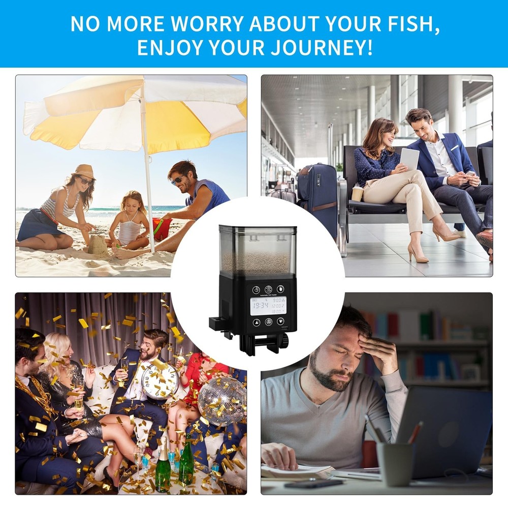 Podazz Automatic Fish Feeder for Aquarium with Timer, LCD Display 320ML Large...
