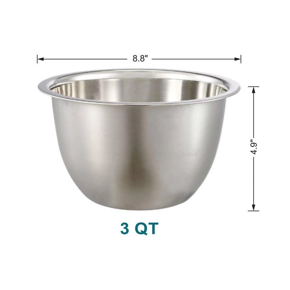 Mainstays SS 3QT Multi-Use Mixing Bowl for Prepping, Serving or Storage