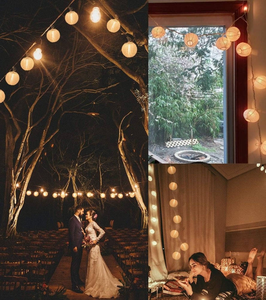 Mini Lantern Lights String Outdoor, 3 Inch Globe Lantern String Lights for Be...