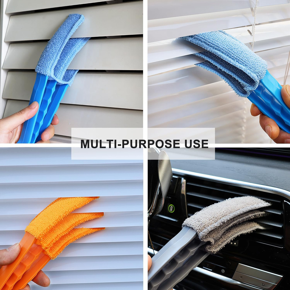 3 Pack Microfiber Feather Duster with 6 Microfiber Sleeves, Window Blind Cleaner
