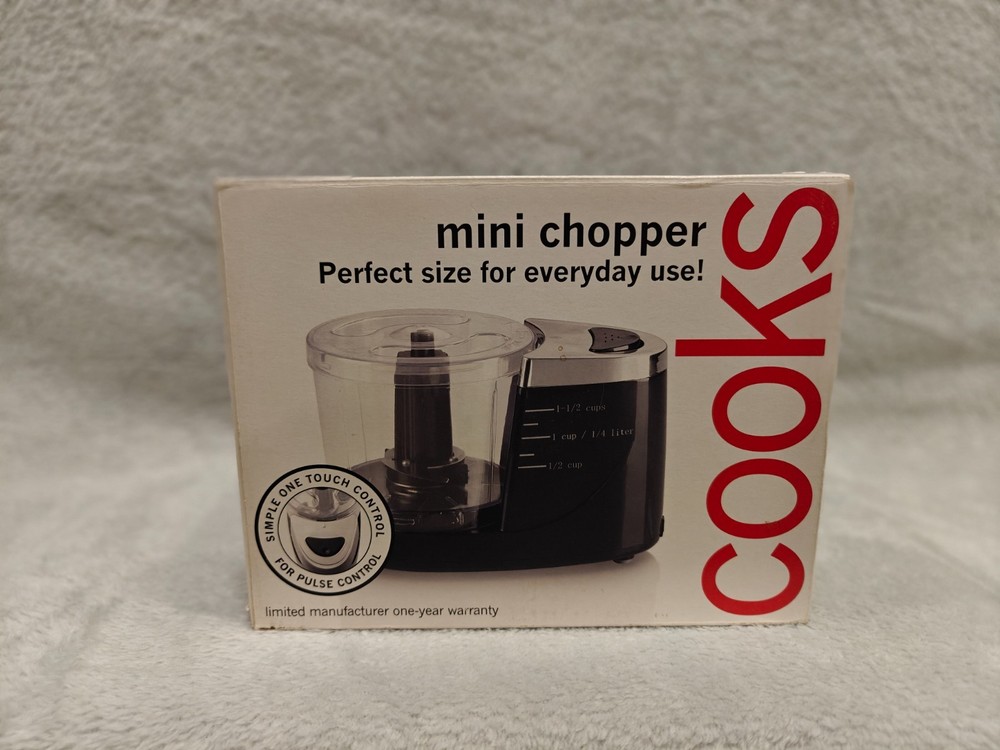 Cooks Mini Chopper Black Compact Food Processor NIB One-Touch Dual Pulse