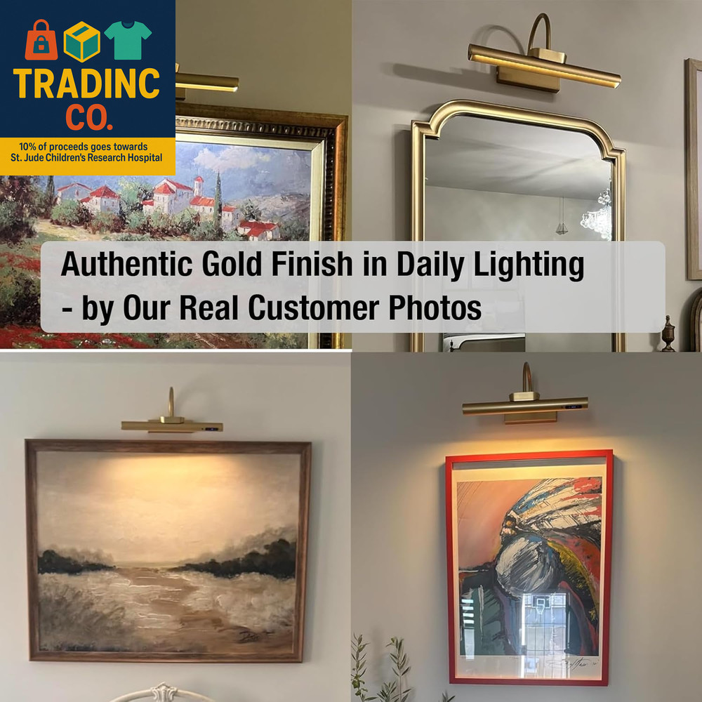 Dimmable Cordless Picture Light with Controller and Timer, Rechargeable 5000Mah