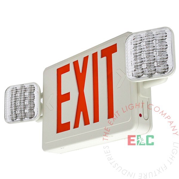 LFI Lights | Red LED Exit Sign Emergency Light Self Testing Combo COMBOLG-R-W-ST