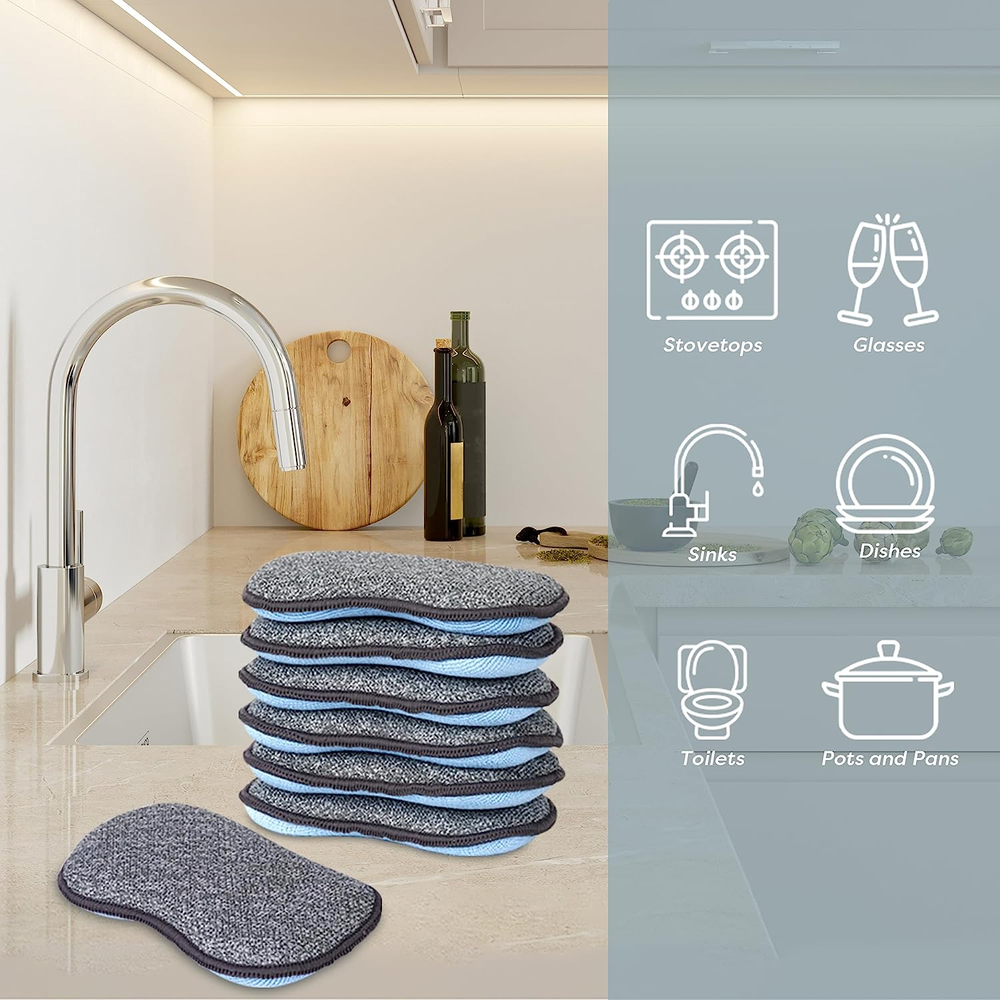 Multi-Purpose Sponges Kitchen by Scrub-It - Non-Scratch Microfiber Sponges for C