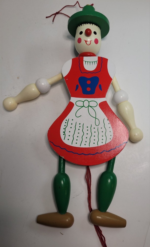 Wooden Pull String Toy Jumping Jack Figure Pull String Marionette