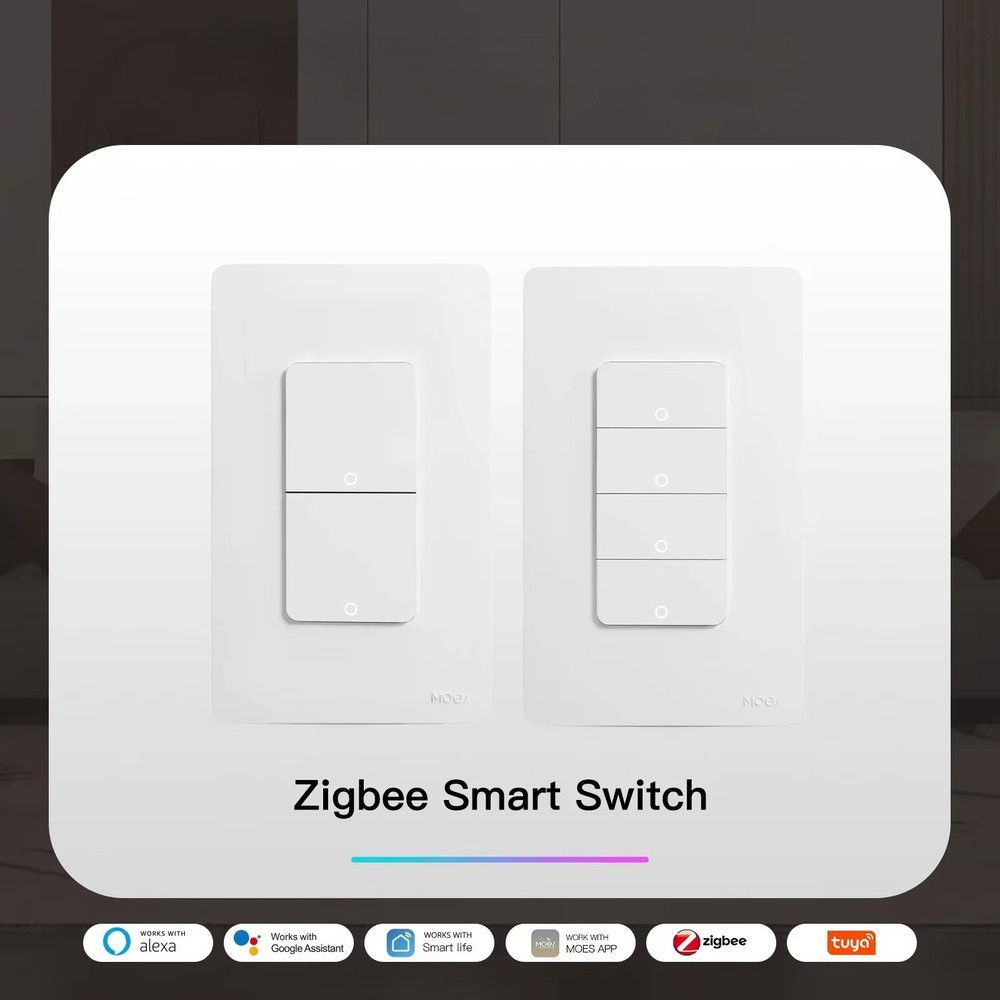 Smart Light Switch US Push Button Wall Switch Home Neutral Wire/No Neutral Wire