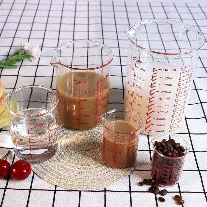 3 Piece Glass Measuring Cup Set High Borosilicate Liquid Kitchen Tools Durable