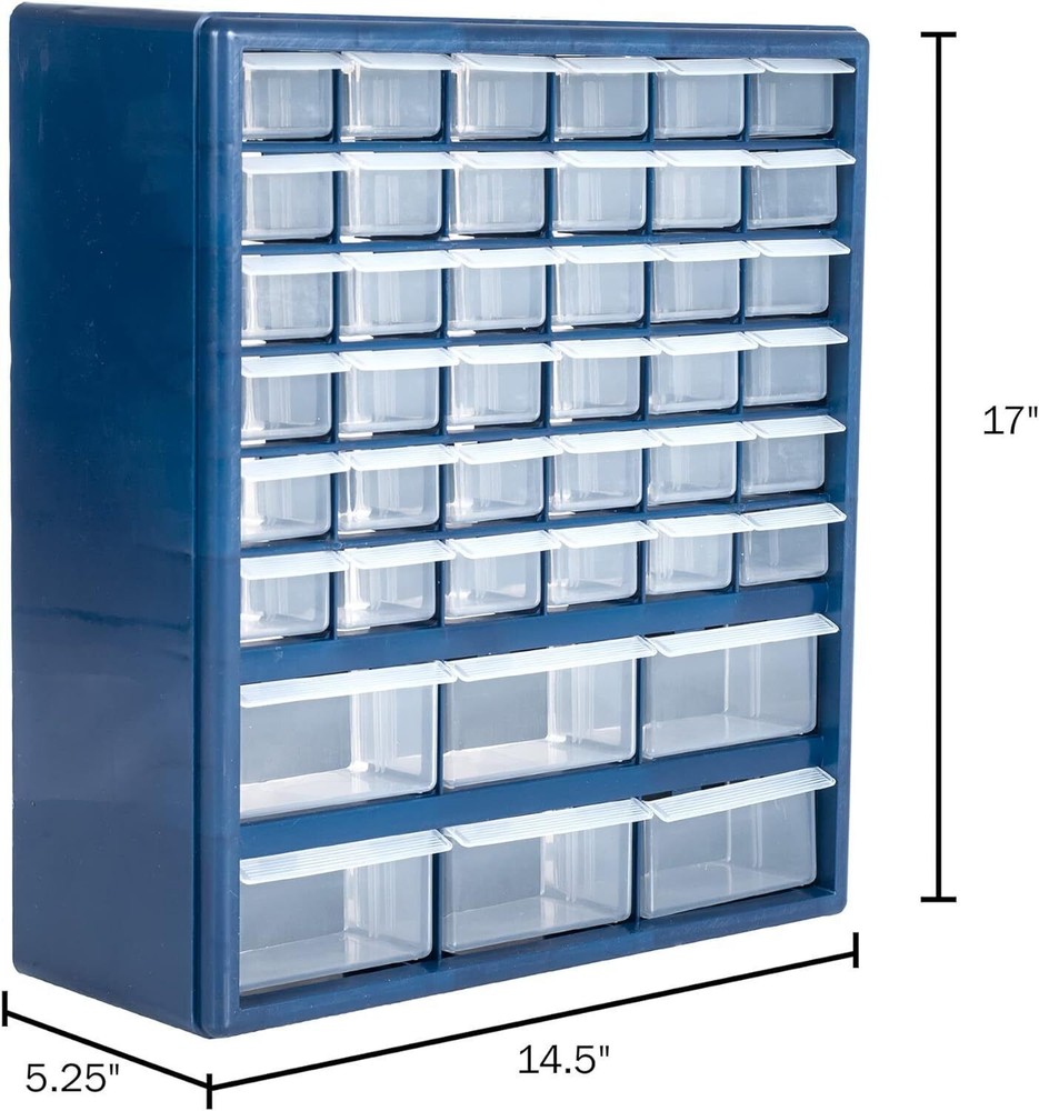 Plastic Storage Drawers 42 Compartment Organizer Desktop Wall Mount Container