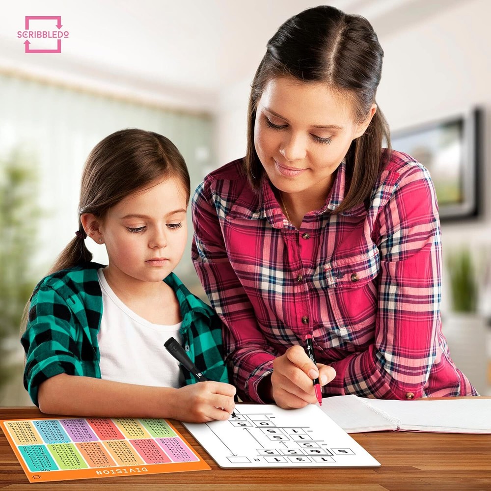 SCRIBBLEDO Dry Erase Division White Board 9x12Inch Small Chart