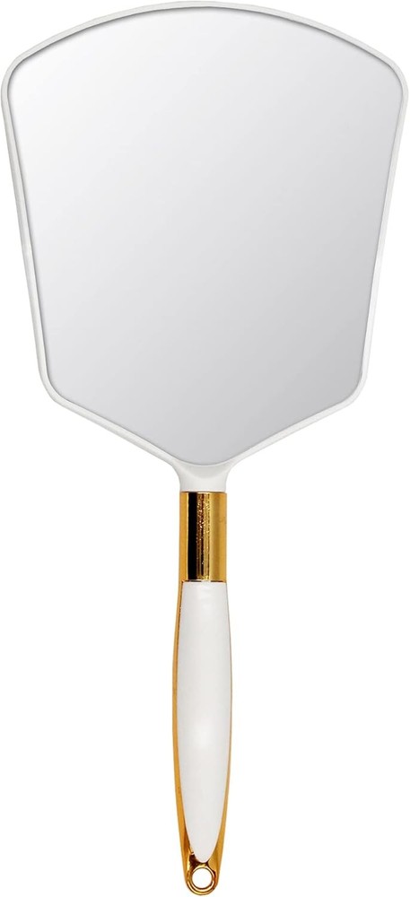Eaoundm Hand Held Mirror with Handle, Makeup 13L x 6W, White