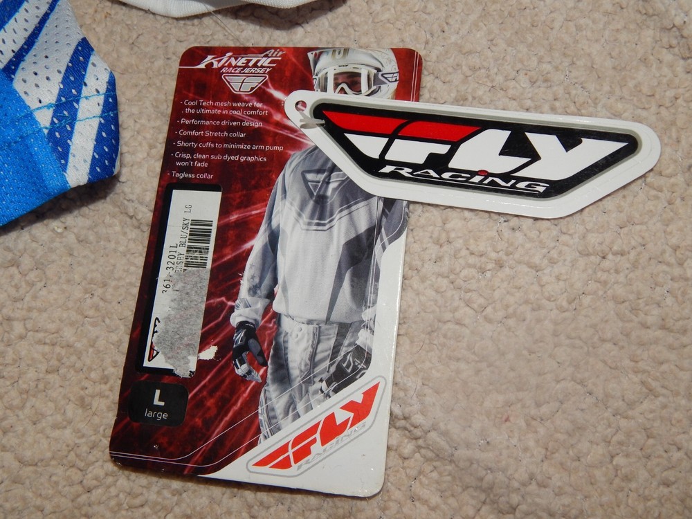 Fly Racing Kinetic Mesh Jersey (Large, White/Blue)