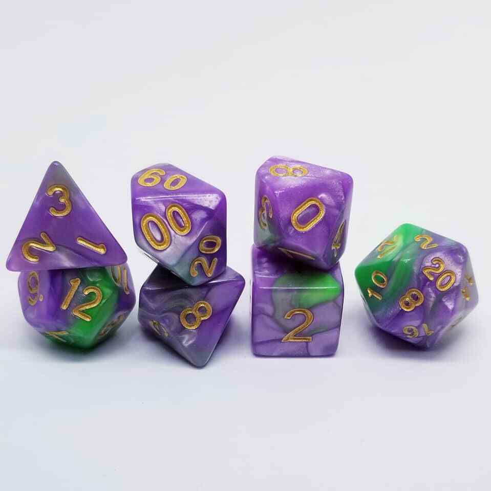 Mardi Gras 7 Dice Set RPG Polyhedral DND Dungeons and Dragons Pathfinder