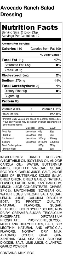 Avocado Ranch Salad Dressing