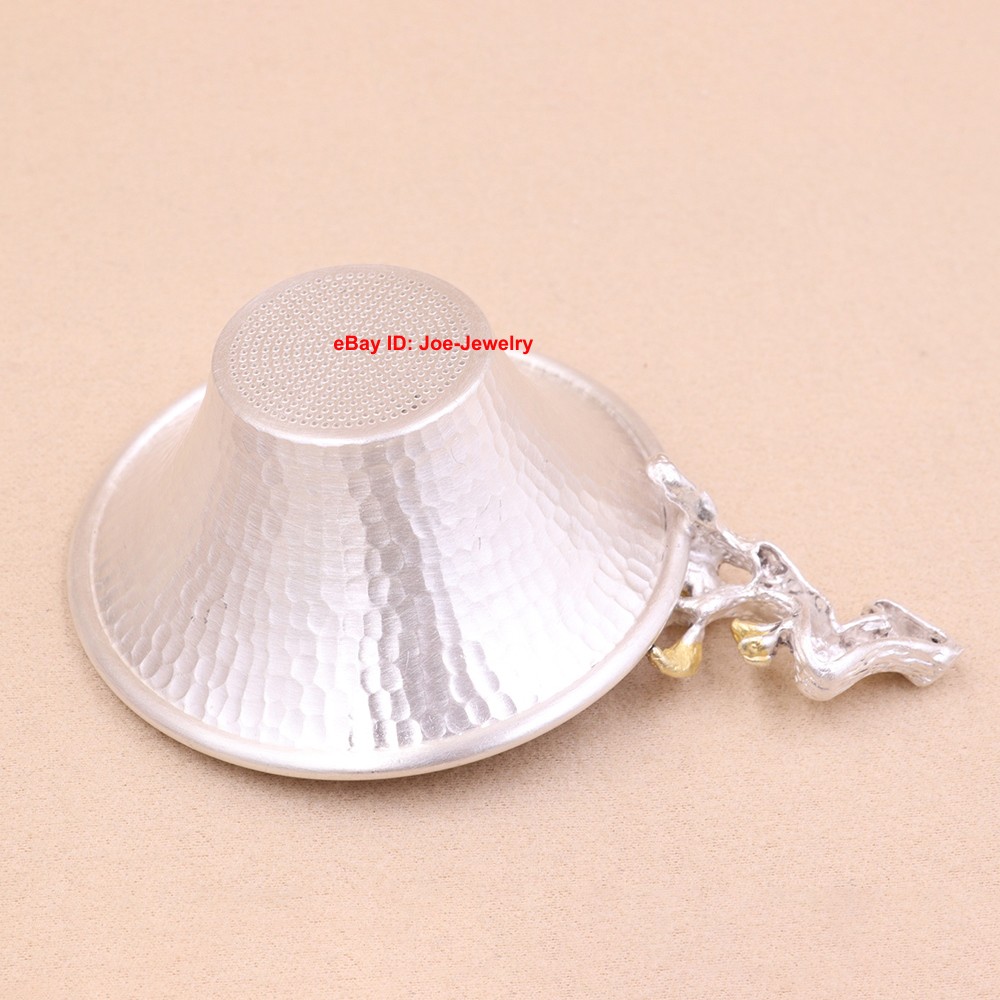 Solid 999 Fine Silver Tea Strainer Plum Blossom Handle Infuser for Leaf Tea