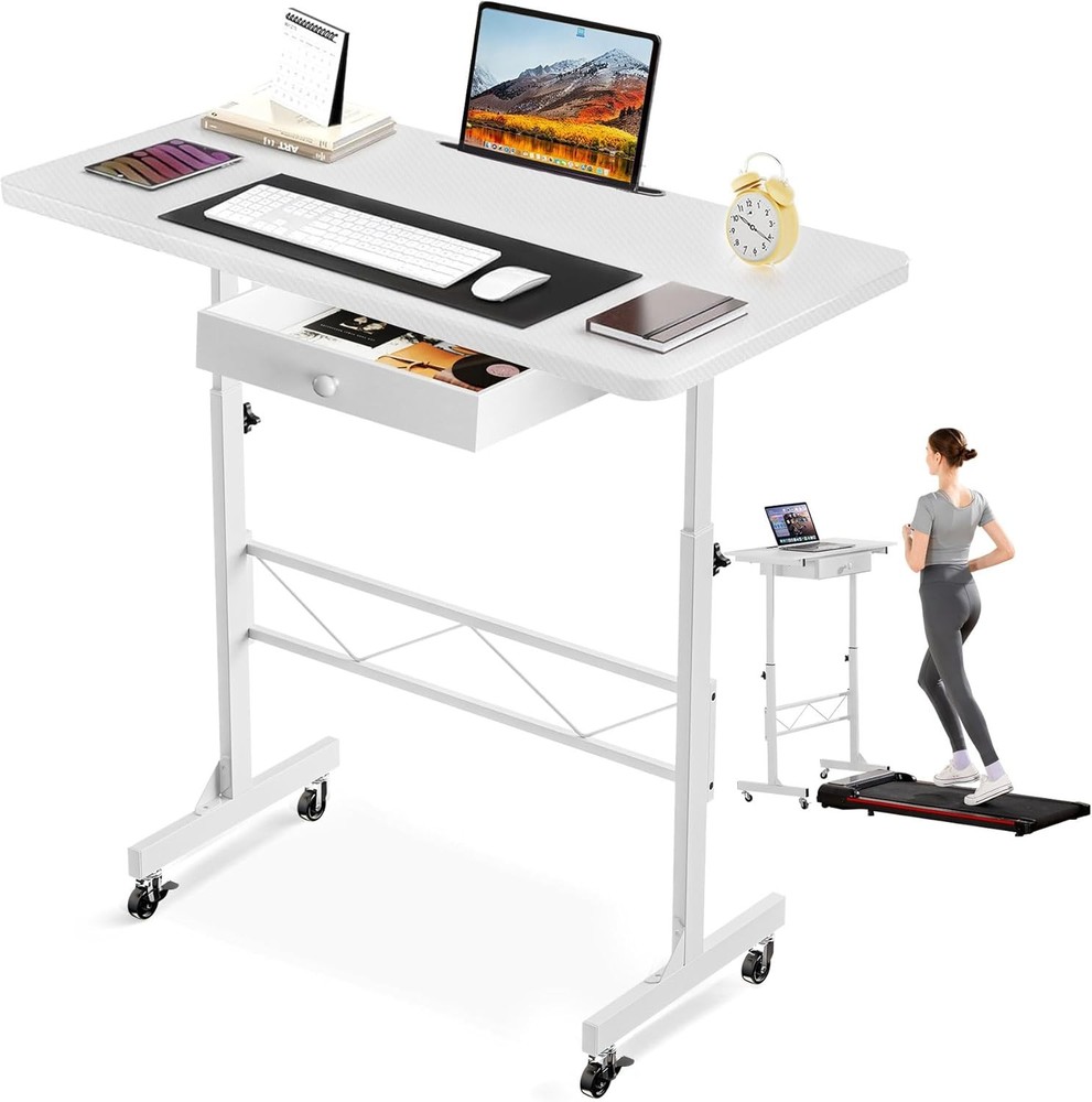 NEW GTPLAYER Small Standing Desk Adjustable Height Small Computer Desk Mobile