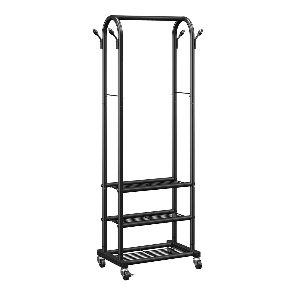 VEVOR Rolling Clothes Rack with 3 Storage Shelves & Hooks 99 lbs Load Capacity