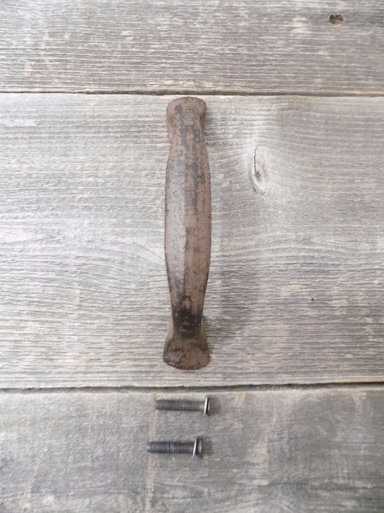 5 CAST IRON HANDLES RUSTIC DRAWER PULLS 5 1/4" LONG W/ SCREWS PULL HANDLE GRASP