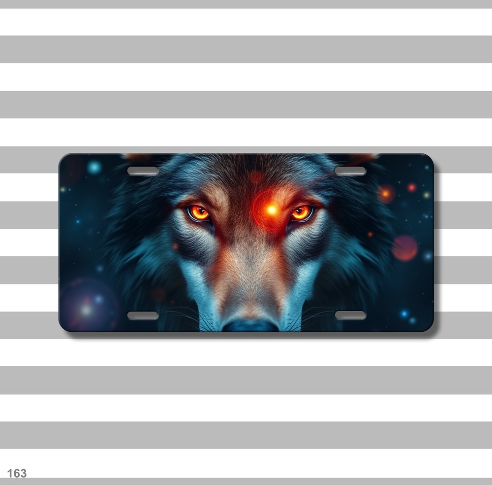 Powerful Wolf License Plate Optional Text Vanity Plate Gift Idea