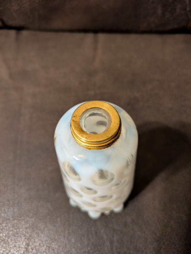 DeVilbiss Vintage Perfume Bottle Base Only White Opalescent Coin Dot USA
