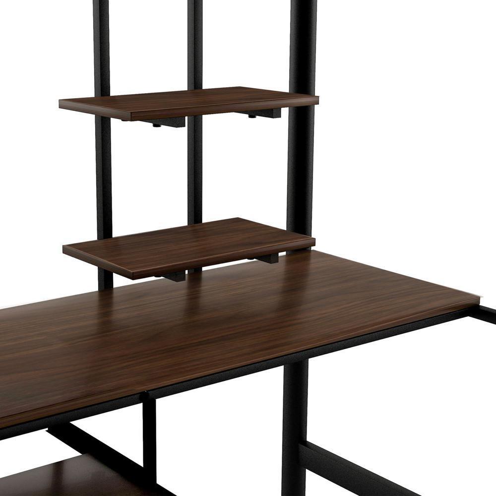 Full Size Bed Frame Loft Bed with Desk and Shelf , Space Saving Design Black